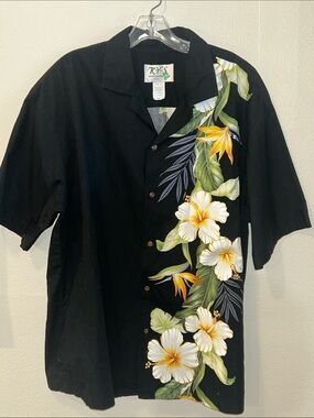 KY’s Hawaiian Floral Short-Sleeve Shirt Cotton Sz XL